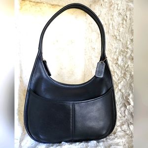 Vintage Coach Black Ergo Pocket Zip Leather Shoulder/ Hobo Bag #9033